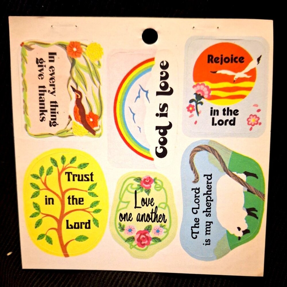 Vintage Stickers Christian Religious Stickers  NOS Unused Single Sheet 1980s
